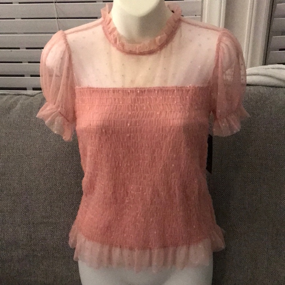 Scobe pink see through blouse size small